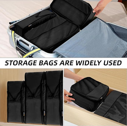 4 Piece Compression Packing Cubes for Suitcases and Backpack, Lightweight Travel Organizer Bags (Jet Black)