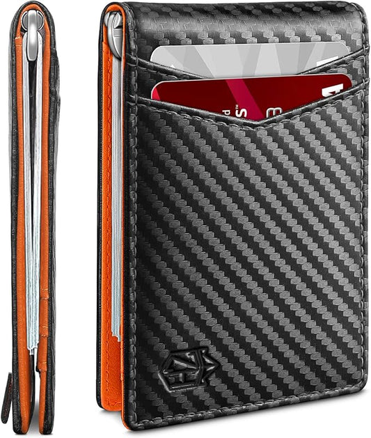 Zitahli Wallet for Men-6 Slots ID Window-Mens Wallets-Slim Wallet Classic Spring Money Clip RFID Blocking-Gift for Men