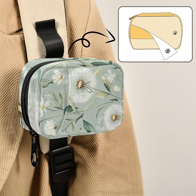 Pill Organizer Box Case Weekly Travel Pill Container Holder 7Day Cute Vitamin Organizer Dispenser Sorter Planner Storage Small Compact Sage Green Dandelion10