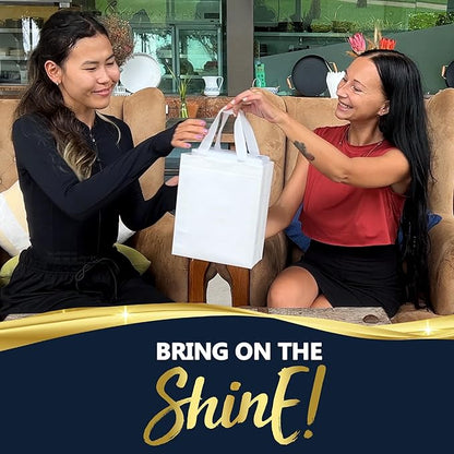 Nush Nush Set of 30 White Gift Bags Medium Size – Shiny Reusable White Gift Bags With Handles - Perfect Goody Bag for Wedding Favors, Holidays, Christmas, Birthday, Small Business, Events – 8Wx4Dx10H