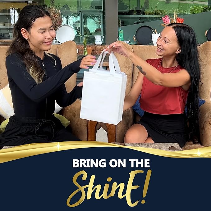 Nush Nush Set of 60 White Gift Bags Medium Size – Shiny Reusable White Gift Bags With Handles - Perfect Goody Bag for Wedding Favors, Holidays, Christmas, Birthday, Small Business, Events – 8Wx4Dx10H