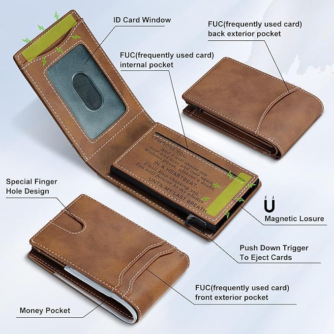 furid Gifts for Husband Him Valentines: Smart Wallet Rfid Blocking - Stocking Stuffers Gift Boxed For Boyfriend Father at Birthday Valentines Day Anniversary
