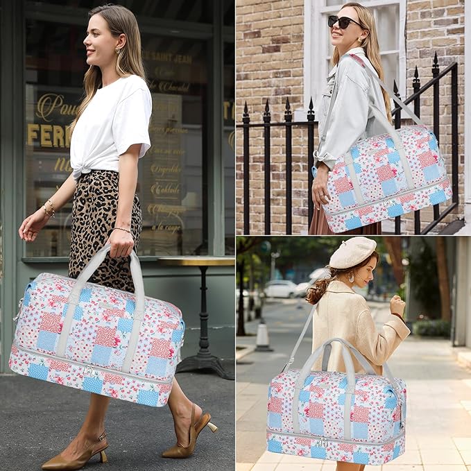 IBFUN Weekender Bags for Women, Travel Duffle Bag with Shoe Compartment Carry on Weekender Overnight Duffel for Weekend Travel Business Trip 3PCS