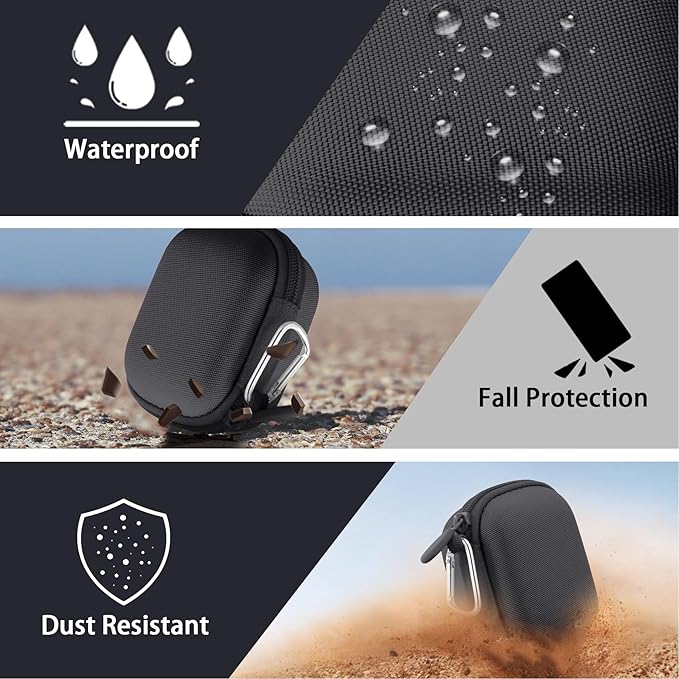 co2CREA Hard Case for Beats Powerbeats Pro 2 with Carabiner Clip, Shockproof Earbuds Storage Box – Protective Travel Cover for Powerbeats Pro 2 Wireless Bluetooth Earbuds (Jet Black Case)