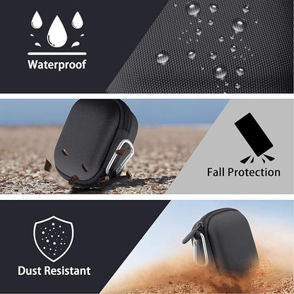 co2CREA Hard Case for Beats Powerbeats Pro 2 with Carabiner Clip, Shockproof Earbuds Storage Box – Protective Travel Cover for Powerbeats Pro 2 Wireless Bluetooth Earbuds (Jet Black Case)