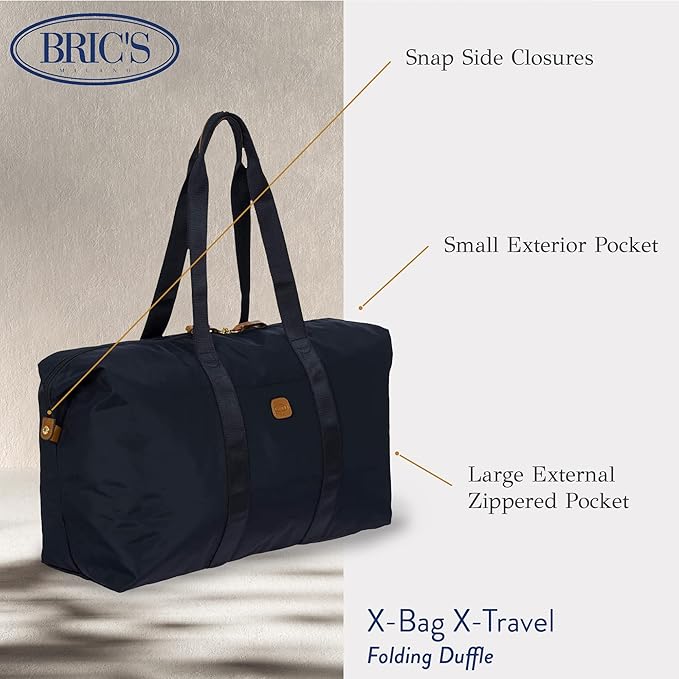 Bric's X-Bag/X-Travel 2.0 Overnight Weekender Folding Duffel Bag - 22" Carry On Bag - Navy
