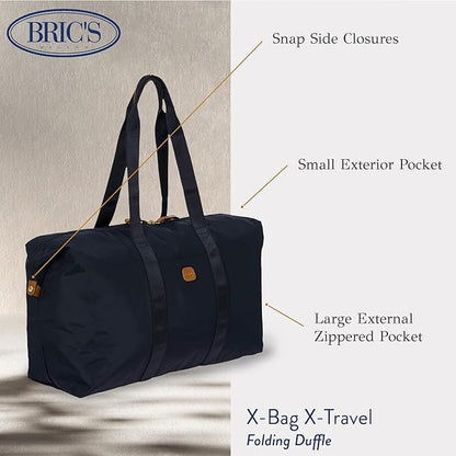 Bric's X-Bag/X-Travel 2.0 Overnight Weekender Folding Duffel Bag - 22" Carry On Bag - Navy