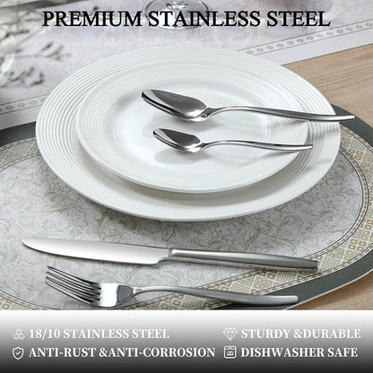 Silverware Set,30-Piece Stainless Steel Flatware Set for 6,18/0 Rust-Proof Cutlery Set with Forks & Spoons,Mirror Polished Dishwasher Safe - Heavy Duty Tableware for Wedding Housewarming