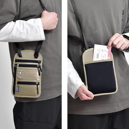 RFID Blocking Travel Neck Wallet–Hidden Passport Holder & Anti-Theft Money Pouch for Men & Women, Lightweight Concealed Travel Organizer with Adjustable Strap Secure Document
