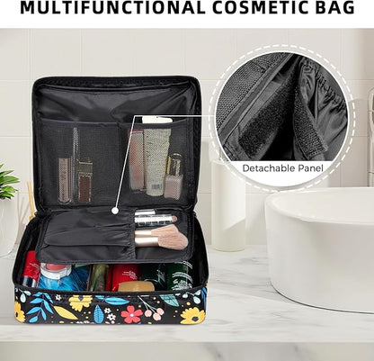 BAGAIL 8 Set Packing Cubes Luggage Packing Organizer Bags for Travel Accessories-Black Floral