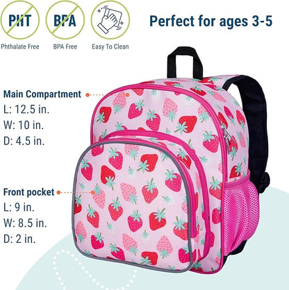Wildkin 12-inch Kids Backpack – Padded, Adjustable, Ideal for Daycare & Travel - Strawberry Patch