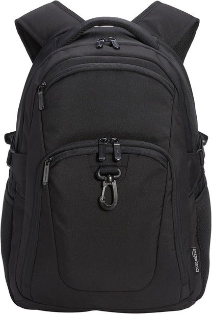 Amazon Basics Travel Laptop Backpack for 15.6 inch Laptop, Black