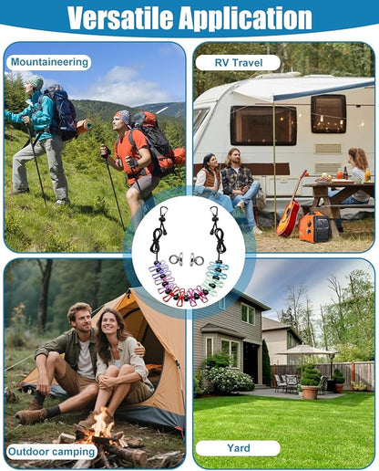 Magnetic Retractable Clothesline for Cruise Ship–12 Anti-Slip Clips & Waterproof Storage Bag, Portable Travel Laundry Line, Cruise Essentials for Cabin, Camping, RV