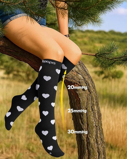 Cute Compression Socks for Women - 3 Pairs 20-30 mmHg Graduated Support Lightweight for Daily Wear Travel Nurse
