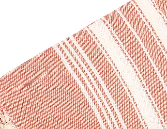 Bazaar Anatolia Turkish Beach Towel – 100% Cotton, Quick Dry, Sand Free Towel for Bathroom, Camping, Travel – Oversized 71x39 Inches – Stripe Orange