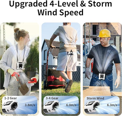 Socool 14500mAh Portable Waist Fan Clip on Belt 360 Rotation Wearable Rechargeable Personal Shirt Fan, 67H Cooling 5-Speed Battery Operated Fans with Light, Neck Fan Hanging for Outdoor Camping Travel