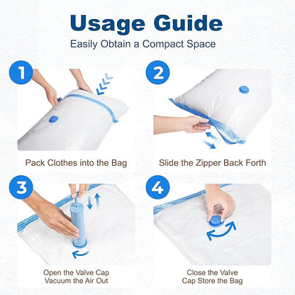 HOUSE DAY 10 Small Vacuum Storage Bags with Pump,Space Saving Vacuum Seal Bags For Clothing Travel, Vacuum Storage Bags For Clothes, Blankets, Moving, Camping, Toys, Reusable & Durable, Hand Pump