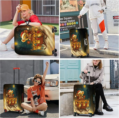 ANNA QUEEN Christmas Koala Luggage Cover, Cute Santa Koala with Reindeer Suitcase Protector, Washable Stretchable Travel Sleeve for 20-22 Inch Luggage