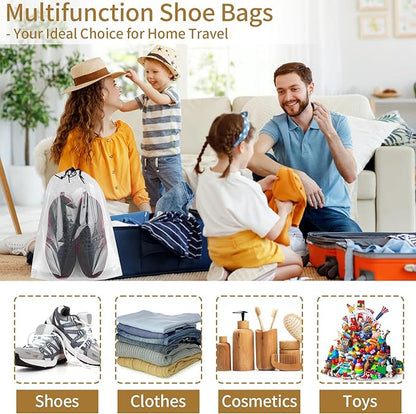 50 Pack Shoe Bags for Travel, 15.7" x 11.8" Clear Travel Shoe Bags for Packing, Large Waterproof Portable Drawstring Travel Shoe Storage Bag Travel Essentials Women for and Men