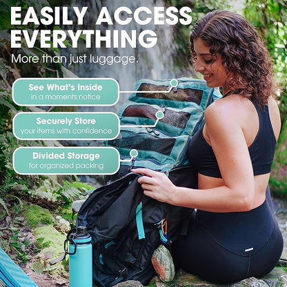 Pack Gear Hanging Suitcase Organizer - Our Large Hanging Luggage Organizer Fits Any Suitcase - Our Packing Cubes For Travel Uses Mesh Windows to Make it Easy to Find your Clothes (Green, L)