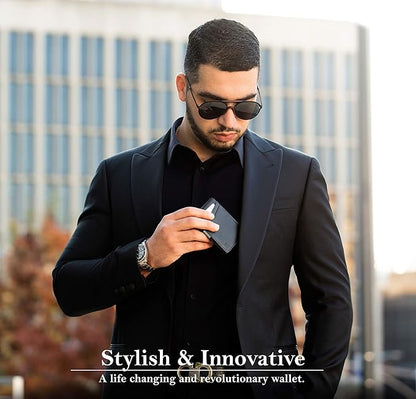 SERMAN BRANDS Money Clip Wallet - Mens Wallets slim Front Pocket RFID Blocking Card Holder Minimalist Mini Bifold