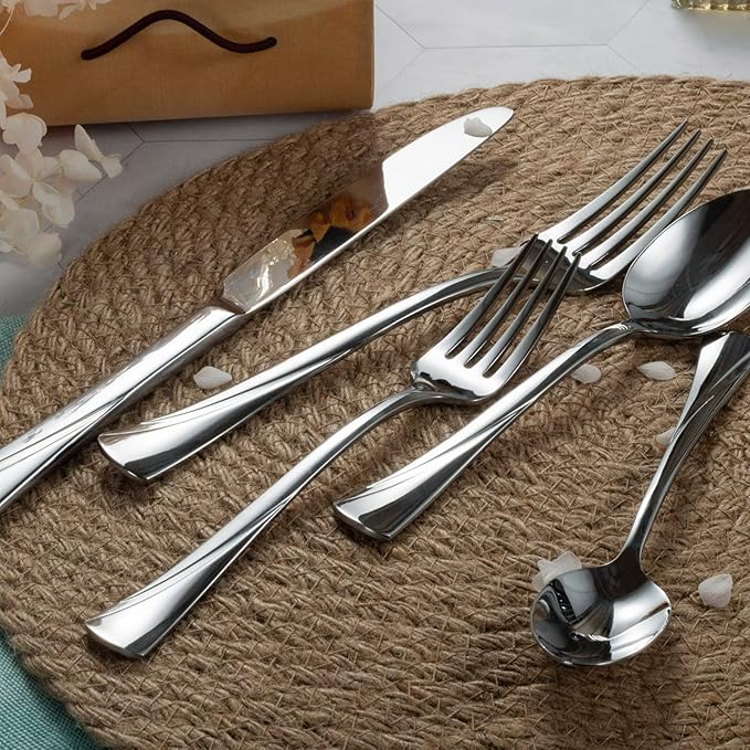 Alata Alice 20-Piece Silverware Set Stainless Steel Flatware Set,Service for 4,Mirror Polished Cutlery Set,Dishwasher Safe