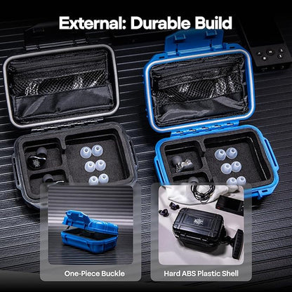 Linsoul Kiwi Ears SONICAP Waterproof Earbud Case,Hard Protective IEM Storage Box with EVA Lining,Hard Carrying Bag for Headphones,Earphone,Travel Carrying Case Fit for ZS10 Pro,Zero:2,EW300 (Blue)