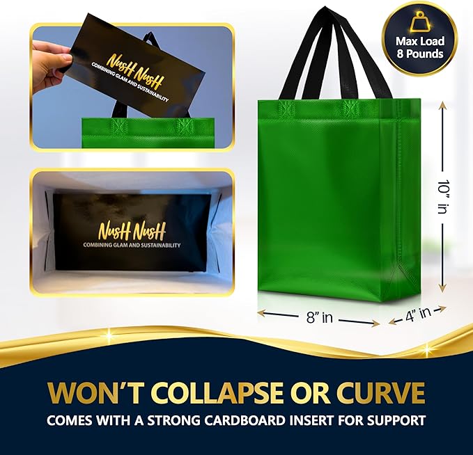 Nush Nush Set of 60 Gift Bags Bulk Medium Size - Mix of 6 Vibrant Colors Reusable Bulk Gift Bags with Handles With Glossy Finish - Perfect Goodie Bag for Christmas, Birthday, Thanksgiving – 8x4x10