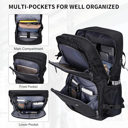 WITZMAN Carry on Travel Backpack for Men Women Laptop Backpack with USB Charging Port Airline Approved(B683 Classic Black)