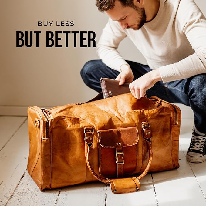 Berliner Bags Vintage Genuine Leather Duffle Bag New York XXL for Travel or the Gym, Weekender, Travel Bag, Overnight Bag for Men and Women - Brown