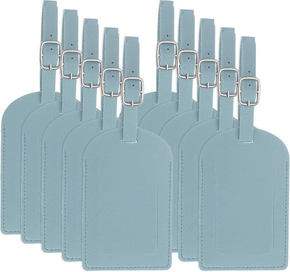 PATIKIL Leather Luggage Tag, 50 Pcs Luggage Tags Pu Bag Tags for Suitcases Airplane Travel Essentials, Light Blue