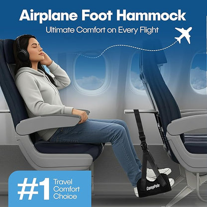 1 Pack Airplane Foot Hammock, No-Collapse Foot Hammock for Plane Travel, Thickened Bamboo Airplane Foot Rest, Adjustable Footrest for Office, Long Flight