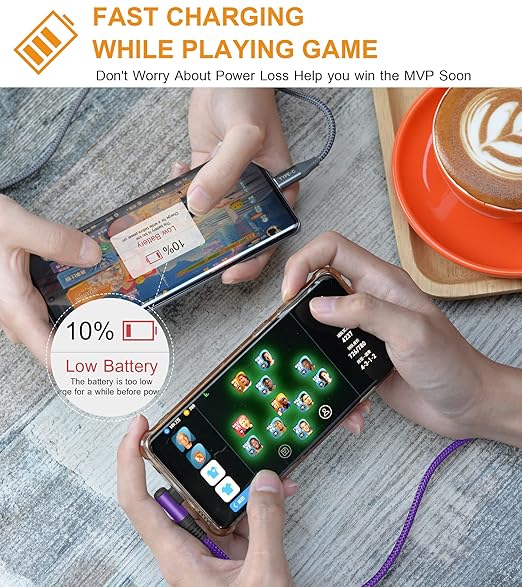 sweguard USB C Cable Right Angle [3Pack, 10FT+6.6FT+3.3FT], 3.1A Fast Charger Cable Nylon Braided Cord for iPhone 17 16 15 Pro Max Plus iPhone Air, Samsung Galaxy S25 S24 S23 S22 S21 Note 20 10,Moto