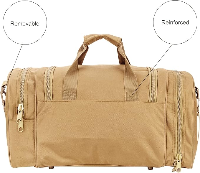 Military Tactical Outdoor Gym Bag Small Duffel Bag with Shoes Compartment for Sports Travel Camping Hunting (A-Tan)