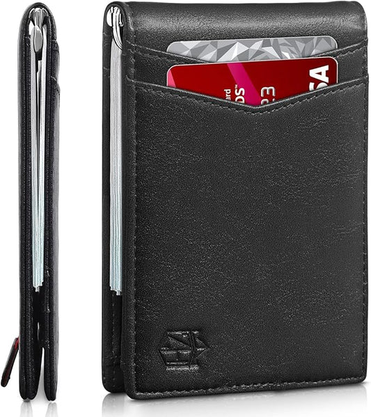 Zitahli Wallet for Men-6 Slots ID Window-Mens Wallets-Slim Wallet Classic Spring Money Clip RFID Blocking-Gift for Men