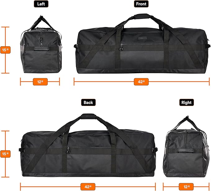 Fitdom 123L 42" Heavy Duty Extra Large Duffle with Upgrade Zipper, Durable & Water Resistant. Perfect as Camping Bag Travel Storage Tent Storage Sports Equipment Bag For Coaches & More