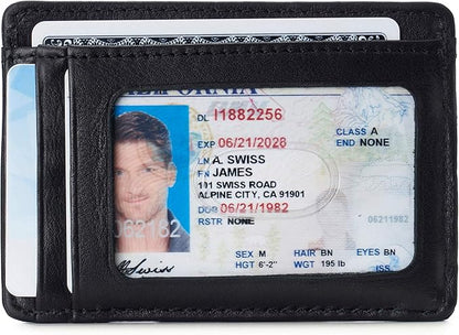 Alpine Swiss RFID Dermot Money Clip Front Pocket Wallet For Men Leather Comes in a Gift Box Black