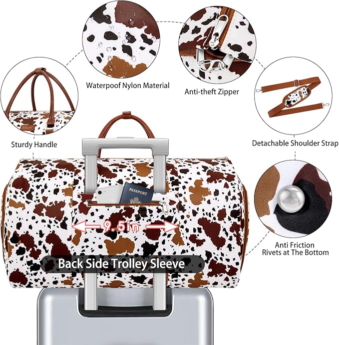 Garment Duffel Bag for Travel - Convertible Carry on Garment Duffel Travel Bag for Women Men Large Weekender Bag with Shoes Pouch 2 in 1 Hanging Suit Travel Duffel Bag 3pcs Set