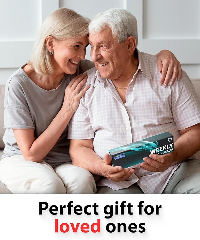 Weekly Pill Organizer 1 time a Day – Pill Box 7 Day with Enhanced Waterproof Seal, Large compartments Hold Big Vitamins & Supplements, Upgraded Locking lids, for Home & Travel use, Durable Hard case