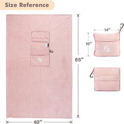 Tirrinia Travel Blanket Airplane Compact with Bag - Cozy Travel Pillow Blanket for Long Flight, Airplane Travel Essentials, Packable and Lightweight Travel Blanket and Pillow Set for Kids & Adults,