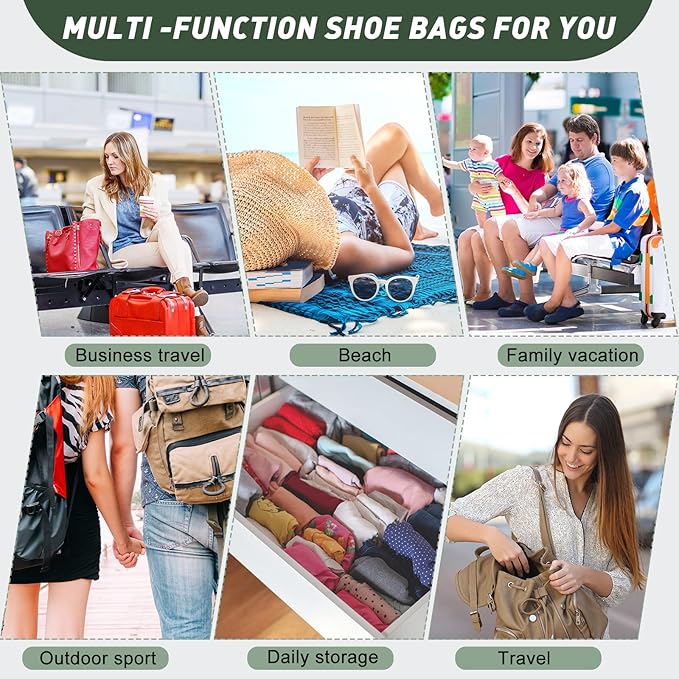 12 Pcs Shoe Dust Bags Beige Duster Flannel Single Shoe Pouch with Drawstring Closure Washable Breathable Shoe Covers for Travel Home Luggage Handbags, 8 x 17 Inches