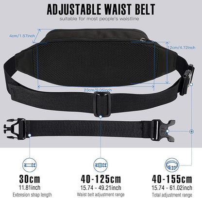WATERFLY Fanny Pack Waist Bag: Small Hip Pouch Bum Bag Fannie Pack Phanny Fannypack Waistpack Bumbag Beltbag Sport Slim Fashionable for Jogging Hiking Hiker Woman Man