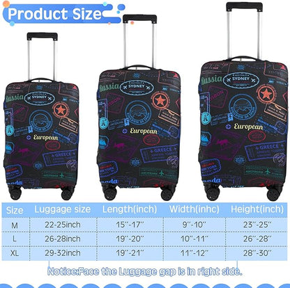 Sherr 3 Pieces Travel Luggage Cover Suitcase Protector Anti Scratch Suitcase Washable Baggage Covers(Vintage Theme,Medium/L/XL)