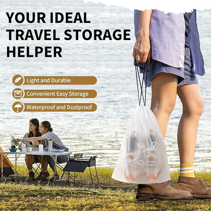50 Pack Shoe Bags for Travel, 15.7" x 11.8" Translucent Travel Shoe Bags for Packing, Large Waterproof Portable Drawstring Travel Shoe Storage Bag Travel Essentials Women for and Men