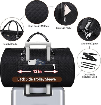 Convertible 2-in-1 Garment Bags for Travel, Carry On Garment Duffle Bag With Shoe Compartment Large Weekender Bag for Women Men Hanging Suitcase Suit Travel Duffel Overnight Bags 4pcs Set