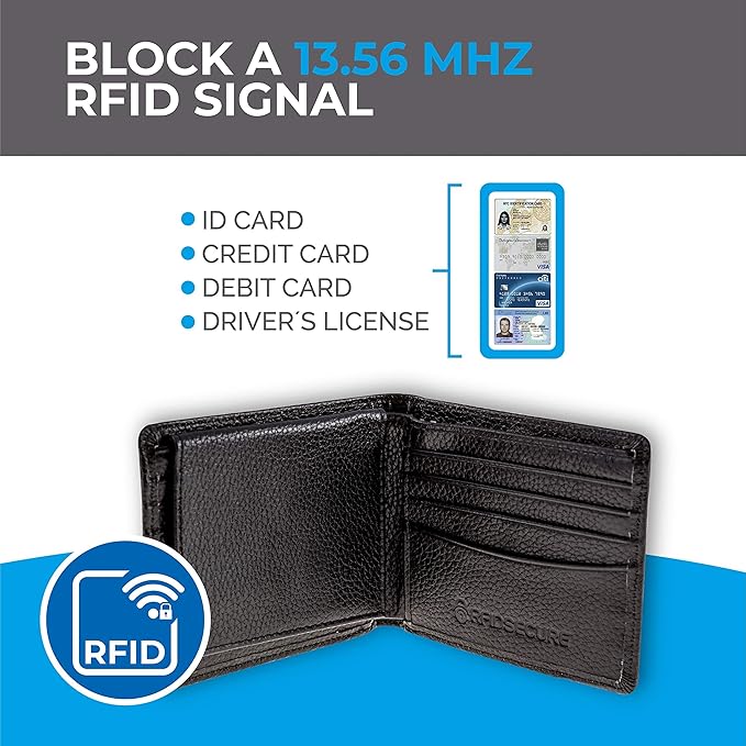 RFID Blocking Stylish Genuine Leather Wallet for Men - Excellent as Travel Bifold - Credit Card Protector