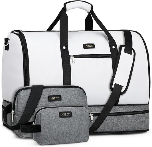 Garment Duffle Bag for Travel - Convertible Carry on Garments Duffel Bags Travel Bag for Women Men Large Weekender Bag with Shoes Compartment 3 in 1 Hanging Clothes Suit Dress Bag 3pcs Set