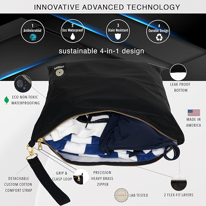 Ornadi X Large Waterproof Antimicrobial Wet Dry Bag Inhibits Bacteria & Odor from Sweaty Gym Clothes, Dirty Laundry, Swimsuits & Towels for Odor Proof Travel Made in USA 17 X 23.5 inch