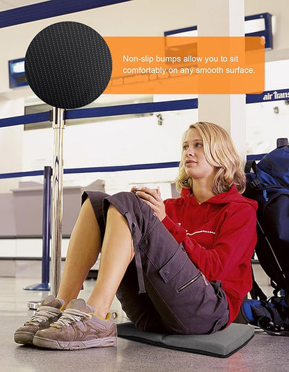 Airplane Seat Cushion Portable Travel Cushion for Comfort Foldable Stadium Pad with Breathable Fabric Seat Pad Perfect for Long Flights, Office, Bleacher, Camping