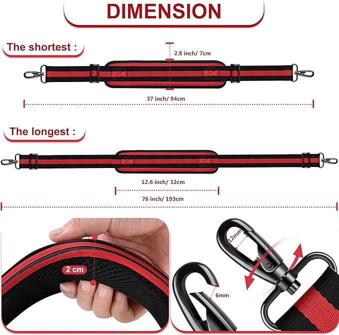 ZINZ Ultra-Thick Fixed Pad Shoulder Strap 76-inch Universal Bag Strap with Breathable Cushion and Dual Balanced Adjustable Buckles for Laptop Bag Luggage Messenger Bag Crossbody etc -Stripe-BRB
